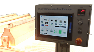 Control panel unit for paper honeycomb core expander machine with touchscreen interface